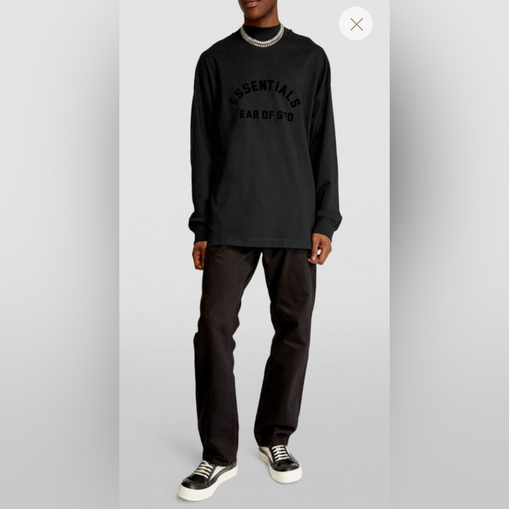 NWT Fear‎ Of God Essentials Black Logo Oversized Long-sleeve T-shirt Sz medium